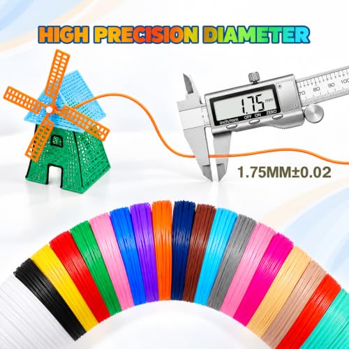 Yungden 3D Pen Filament Refills, 20 Colors, 1.75mm PLA 3D Printing Threads - color: 20 Colors