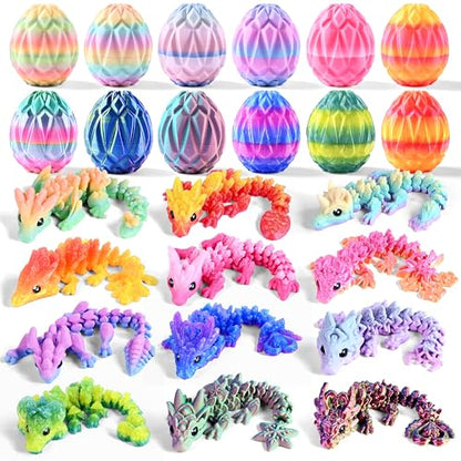 12 Pcs 3D Printed Dragon Eggs with Rainbow Dragons Inside - style: 12P Dragons with Eggs