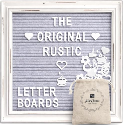 Gray Felt Letter Board Back to School Sign with Rustic Wood White Frame - Grey Farmhouse Letter Board Sign with Stand - Baby Announcement 10x10 Felt Board Changeable Message Board with 350 Letter Set - color: Gray, size: 10x10 inches