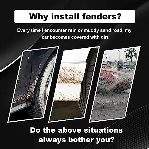 4 pcs Car Mud Flaps Universal Rubber Mudguard - Soft Material Automotive Fender - Splash Guards Rubber mud Guard Universal Pickup SUV - No Collision Universal 43cm23cm0.5cm - color: Black Red (Long)