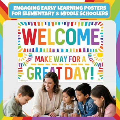 Sproutbrite 2 Pack 13.5"x39" Welcome Educational Posters & Charts - color: Welcome Banner