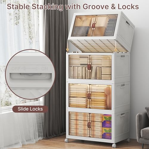 UAMFURI Stackable Storage Bins with Lids, 480QT Lockable Storage Cabinet - color: White, size: Large