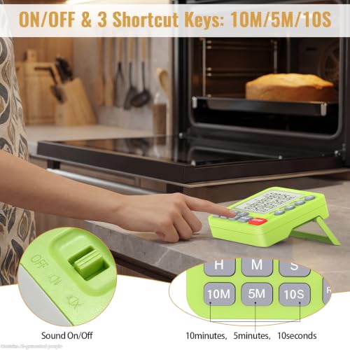 Digital Dual Kitchen Timer, Multiple Channels Countdown Timer - color: Green
