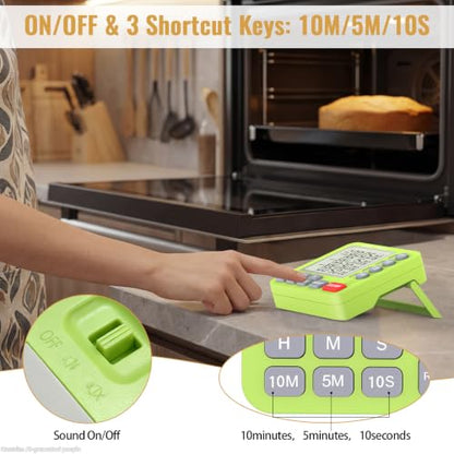 Digital Dual Kitchen Timer, Multiple Channels Countdown Timer - color: Green