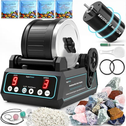 KomeStone K1 Pro Quiet Rock Tumbler Kit for Kids & Adults - color: Blue Outline