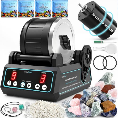 KomeStone K1 Pro Quiet Rock Tumbler Kit for Kids & Adults - color: Blue Outline