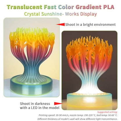 ZIRO Fast Color Change PLA, Transluent Filament 1.75mm, Crystal Sunshine - color: Cyrstal Sunshine