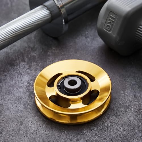 Soulchen 2-14 Pcs Aluminum Cable Pulley Wheel 90/95mm - color: Gold, size: 90 mm
