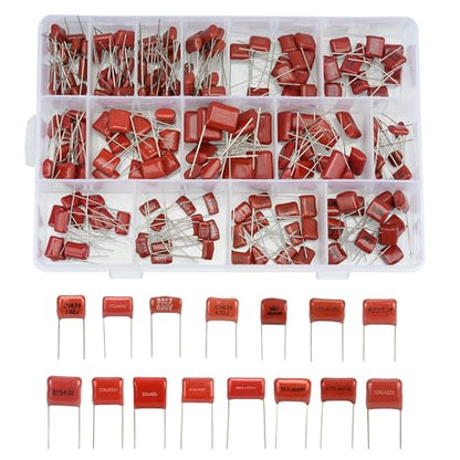 180 Pcs 15 Values Metallized Film Capacitor Kit