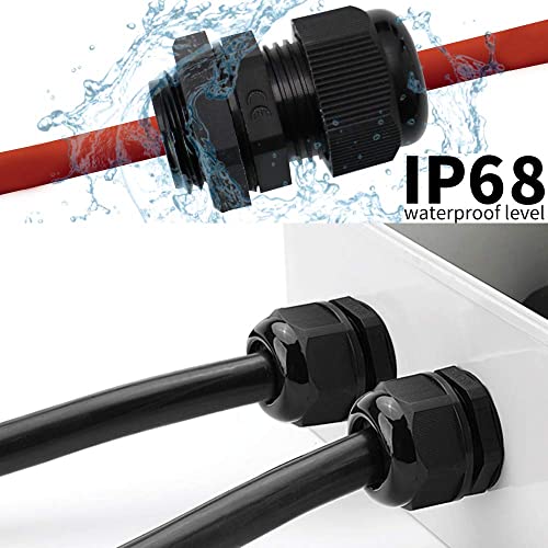 MAKERELE 12pcs 1/2" NPT Cable Gland Waterproof IP68 Strain Relief Connector - color: Black, size: 1/2" 12pcs BAG