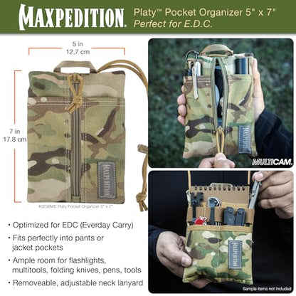 Maxpedition Platy Pocket Organizer, EDC Tool Pouch, Neck Wallet - color: Multicam, size: 5" x 7"