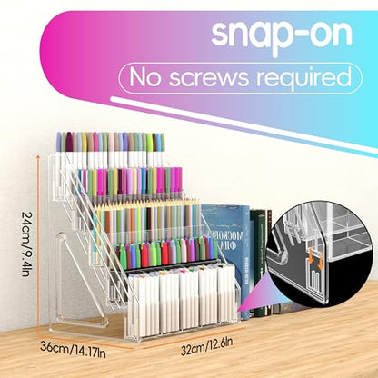 150 Slots Marker Organizer, 5 Tier Acrylic Marker Storage Rack