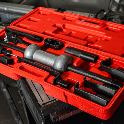 XtremepowerUS 13-Piece Automotive Dent Puller Slide Hammer Kit, 10 lb Heavy-Duty Auto Body Dent Remover Repair Tool Set with Drop-Forged Steel Attachments and Carrying Storage Case - size: 10 Lbs