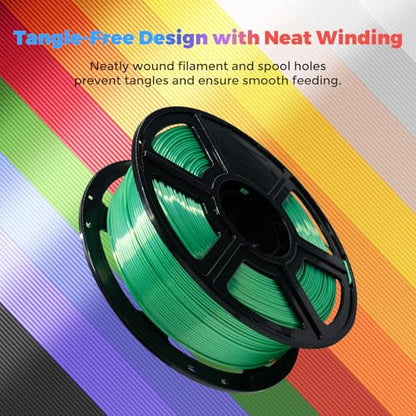 Flashforge 3D Printer Filament Silk PLA 1.75mm 1kg Spool-Dimensional Accuracy +/- 0.02mm (Green) - color: Green
