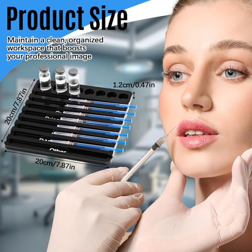 Chunful 2 Pack Acrylic Syringe Tray Organizer, 8 Slots Each, Vial Holder - color: Black