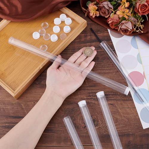 PH PandaHall 20 Pack Clear Plastic Tube 12.9 Inch Long Round Tubes Empty Tube Container with Lid Transparent Storage Tubes Rigid Tube for Incense Sticks Seed Beads Bath Salt Candy Party Favors