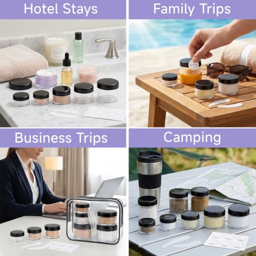 10pcs Small Travel Containers, 3/5/10/15/20 Gram Sample Jars with Lids - color: Black, size: 3/5/10/15/20g