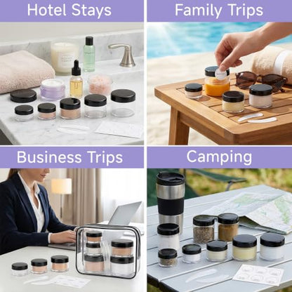 10pcs Small Travel Containers, 3/5/10/15/20 Gram Sample Jars with Lids - color: Black, size: 3/5/10/15/20g