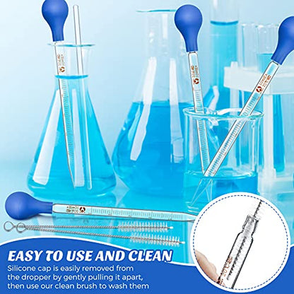 Weewooday 16 Pcs 10 ml Glass Dropper Pipette with Rubber Bulb Stir Rod Blue - color: Blue, size: 10 ml