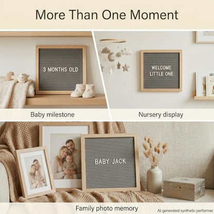C CRYSTAL LEMON Gray Felt Letter Board 10x10 Inch, 336 Pre-Cut Letters - color: Gray