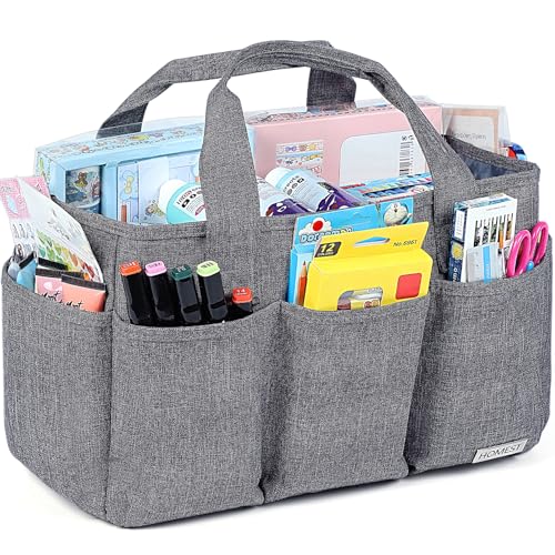 HOMEST Craft Organizer Tote Bag with Multiple Pockets - color: B-Grey