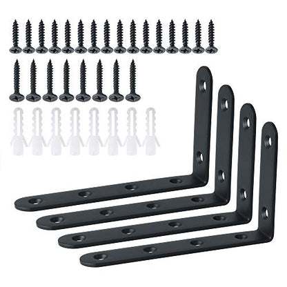 Alise Black Floating Shelf Brackets 5x3 Inch,L Brackets for Shelves,4 Pcs - color: Black, size: 5x3 Inch