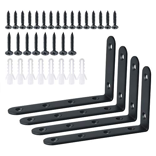 Alise Black Floating Shelf Brackets 5x3 Inch,L Brackets for Shelves,4 Pcs - color: Black, size: 5x3 Inch