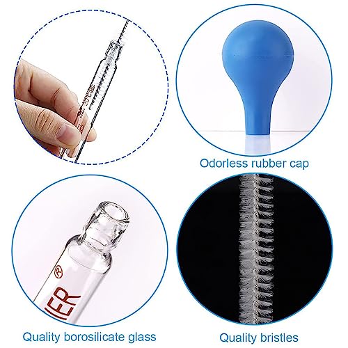 Pipettes with Big Rubber Bulb, 2Pcs Glass Droppers, 1 Cleaning Brush - size: 10 ml Pipettes