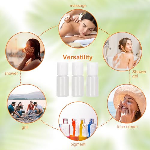 200 Pack 0.35 oz Plastic Bottles with Top Caps, Clear Empty 10 ml Flip Top Cosmetic Bottles for Lotion and Shampoo, Travel-Friendly, BPA-Free - size: 200 Pack 0.35 oz