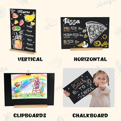 NEBURORA 1 Pack 8 x 12 Inches Tabletop Small Chalkboard Sign with Wood Base Reusable Double-Sided Message Boards Menu Chalkboard Stand for Kitchen Wedding Coffee Shop bar Restaurant - size: 8"W x 12"H
