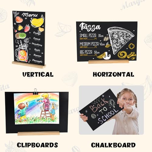 NEBURORA 3 Pack 8 x 12 Inches Tabletop Small Chalkboard Sign with Wood Base Reusable Double-Sided Message Boards Menu Chalkboard Stand for Kitchen Wedding Coffee Shop bar Restaurant - size: 8"W x 12"H (Pack of 3)