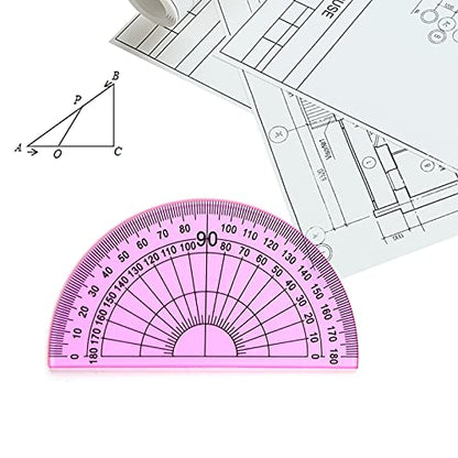 Coopay 4 Pcs Math Geometry Tool Set, Clear Acrylic Drawing Tool, Pink - color: Pinkish-Purple, size: 12 Inch