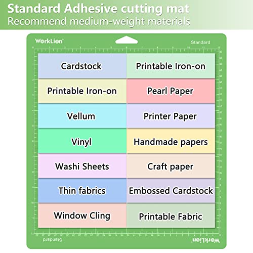 WORKLION Standard Cutting Mat Compatible With Cricut,6 Pack - color: Green (6 Pack), size: 12"x12"