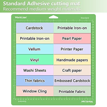 WORKLION Standard Cutting Mat Compatible With Cricut,6 Pack - color: Green (6 Pack), size: 12"x12"
