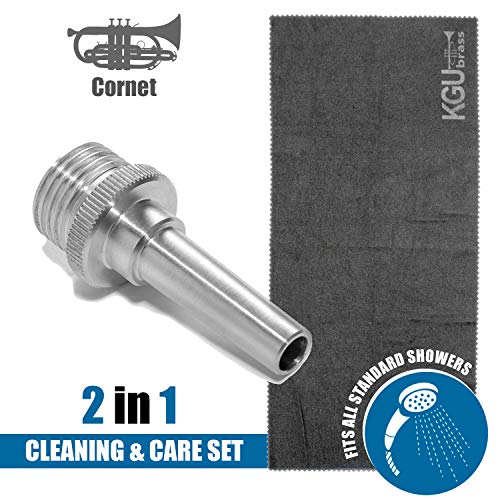 Cleaning & Care Kit for Cornet. 2 pc set: aqua nozzle & towel by KGUmusic - size: Cornet