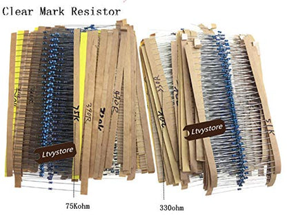 2425pcs 97 Values 1 ohm - 1M ohm 1/8W Metal Film Resistors Assortment Kit Assorted Set