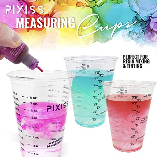 Disposable Epoxy Resin Mixing Cups (100-Pack) Clear Plastic 10-Ounce for Measuring Paint Epoxy Resin Art Supplies - Graduated Measurements in ML and OZ - size: 100x 10-ounce