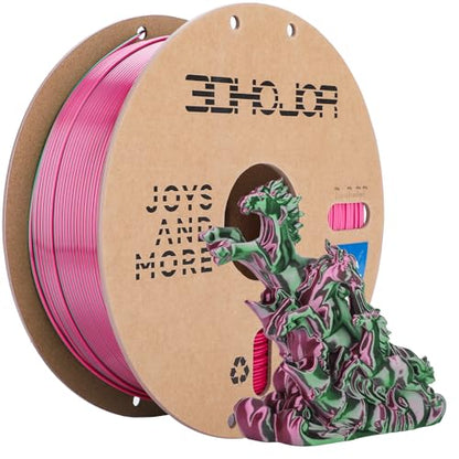 3DHoJor Silk PLA Filament 1.75mm Dual Color PLA 3D Printer Filament 2 in 1 Coextrusion 1KG Spool(2.2lbs) 3D Printing Filament Dimensional Accuracy +/- 0.03mm Fits for Most FDM 3D Printers-Green Pink - color: Green Pink