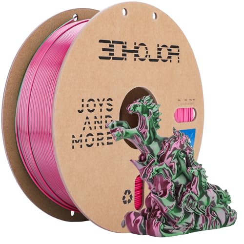 3DHoJor Silk PLA Filament 1.75mm Dual Color PLA 3D Printer Filament 2 in 1 Coextrusion 1KG Spool(2.2lbs) 3D Printing Filament Dimensional Accuracy +/- 0.03mm Fits for Most FDM 3D Printers-Green Pink - color: Green Pink