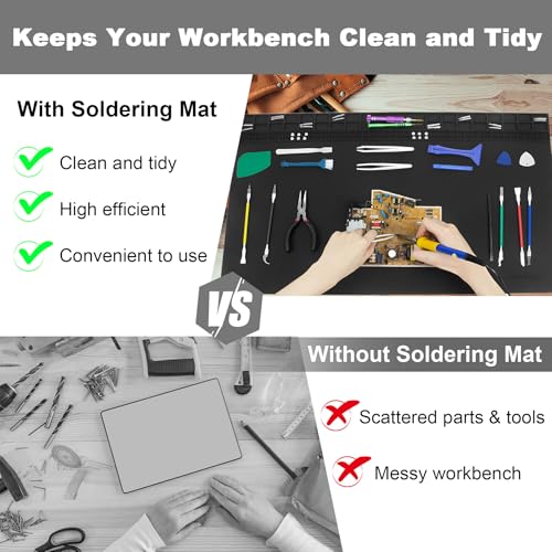Extra Large Soldering Mat, 27.6''x15.7'' Oversized 932°F Heat Resistant Silicone Repair Mat for Electronics Phone Laptop Repair, BGA Soldering Gun Iron (Black - color: Black