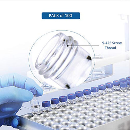 2ml Autosampler Vial, 9-425 HPLC/GC Sample Vials with Screw Caps, 100 PCS - color: Amber Vial & White PTFE Red Silicone Liner