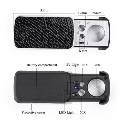30 60 90X Jewelers Loupe Magnifier Magnifying Glass Coin Jewelry - style: 30X 60X 90X