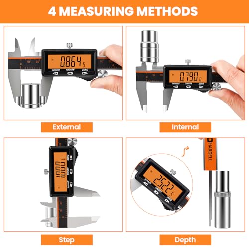 HARDELL Digital Caliper 6 Inch with Orange LCD, USB-C Calipers, Non-Backlit - size: 6 Inch