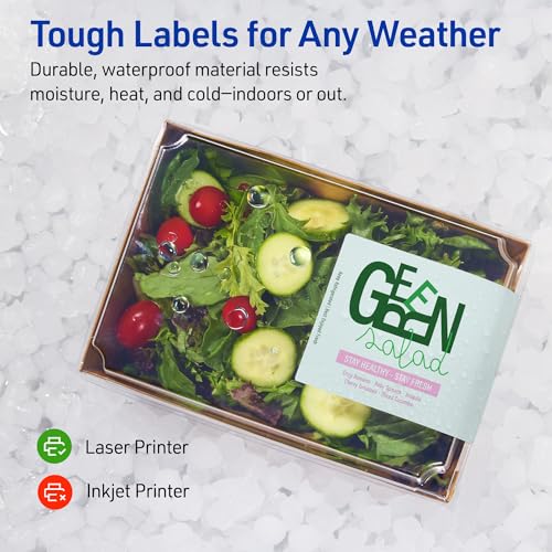 Avery Outdoor Waterproof Rectangle Labels with Sure Feed Technology, 1.5" x 7.5", White Film, Print-to-the-Edge, Compatible with Laser Printers, 250 Labels Total - style: 250 labels