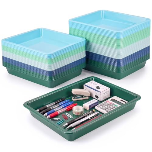 Ziliny 30 Pcs Plastic Serving Tray Cafeteria Art Trays,Morandi Color - color: Morandi Color