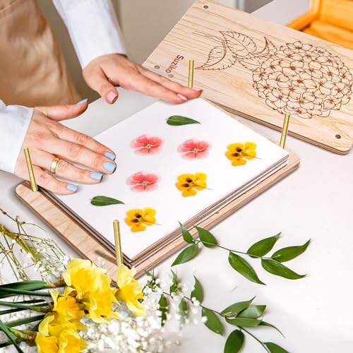 Suziko Large Flower Press Kit for Adults Kids 10.8 x 6.9 inch, Flower Plant Preservation Kit Arts and Crafts for Adults Leaf Press, Great Gift for Lovers, Medium Hydrangea - size: Hydrangea 10.8" x 6.9"