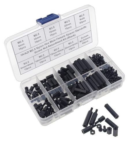 M2.5 Black Nylon Male-Female Hex Standoffs Screws Nuts Assortment Kit - size: 240PCS/M2.5(Black)