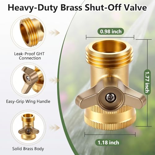 4 Pcs Brass Hose Nozzle Kit, High Pressure Jet & Spray Nozzles(2 Short Spray), Water Hoses Nozzle with 2 Easy Turn Brass Hose Shut off Valve, 3/4”GHT Connector for Garden, Extra 10 Rubber Washers - style: 2 Short Spray