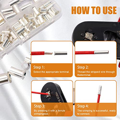 mankk 305PCS Silver Plated Copper Wire Ferrules Kit - color: 305PCS