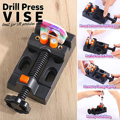LEOBRO Hand Drill, Hand-operated Hand Drills, Pin Vise with Drill Bits, Drill Press Vise, Keychain Making Kit, Jewelry Making Supplies, for Crafts